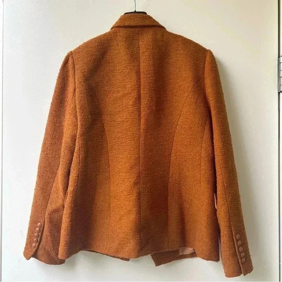 L'agence Kenzie Double-Breasted Tweed Blazer - Dark Caramel - Size 10 - Picture 6 of 14